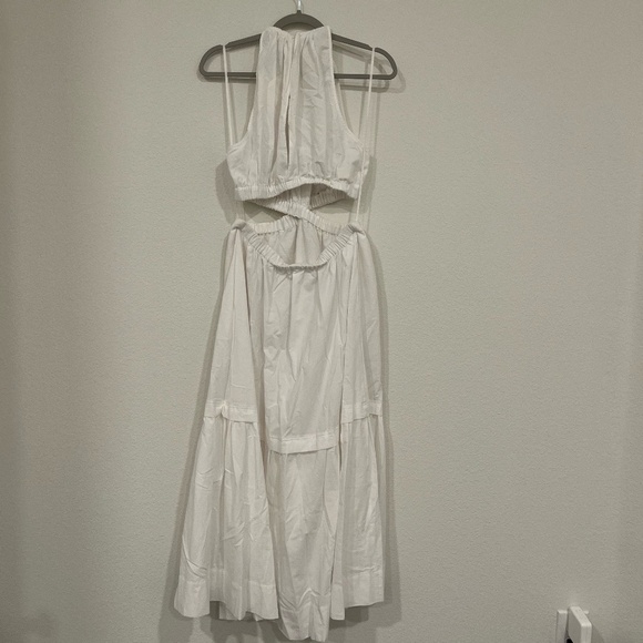 A.L.C. | Elegant Summer Whitney Cut Out Waist Midi Dress in White | Size 10 - Picture 11 of 15